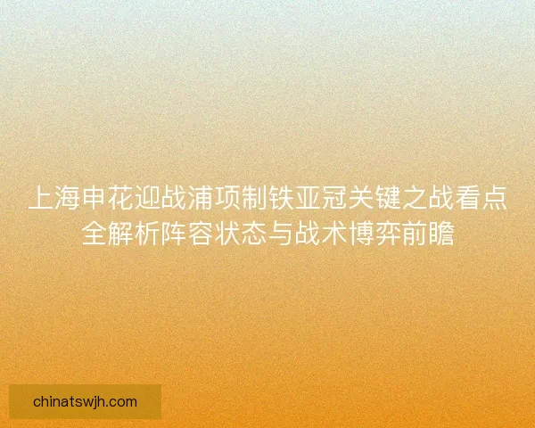 上海申花迎战浦项制铁亚冠关键之战看点全解析阵容状态与战术博弈前瞻