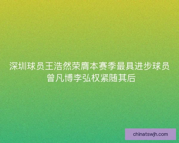 深圳球员王浩然荣膺本赛季最具进步球员 曾凡博李弘权紧随其后
